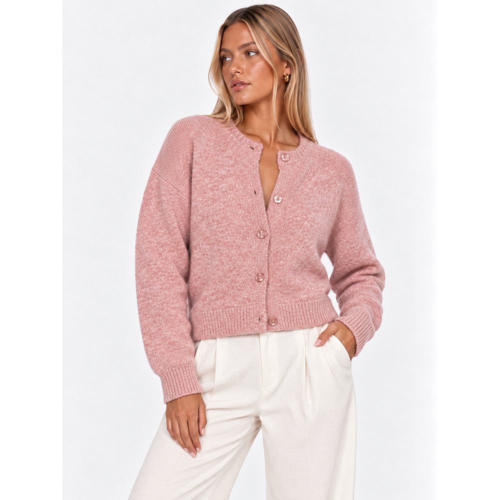 BDG Urban Outfitters Pink Marled Knit Button Front Cardigan Sweater S NWT New